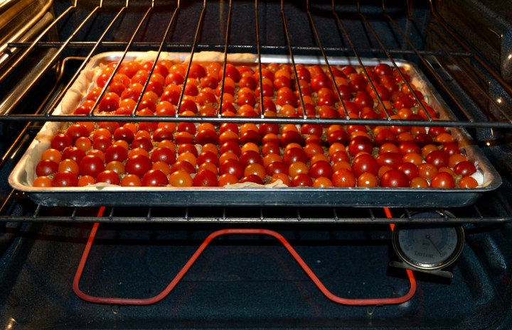 Tomato Tart in oven