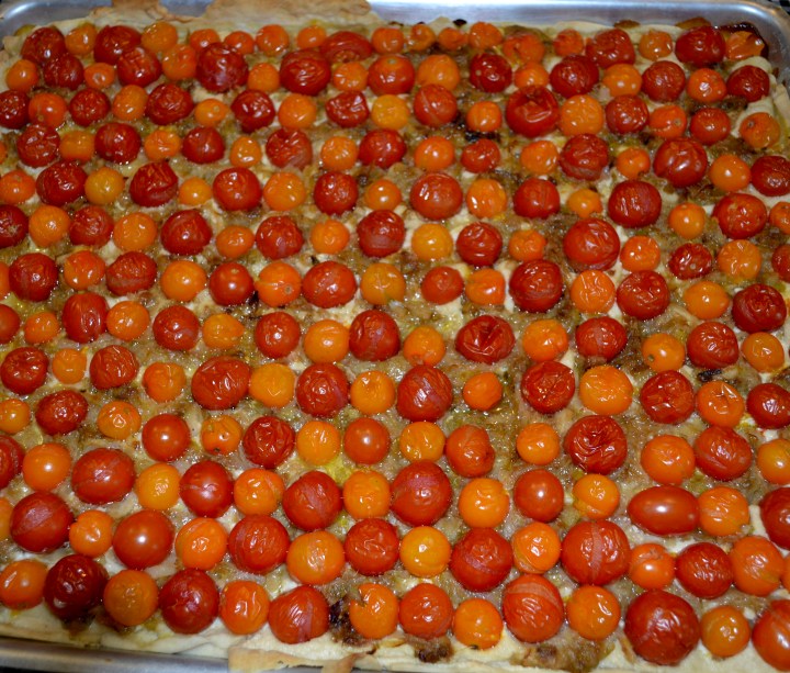 Tomato tart hot out of the oven